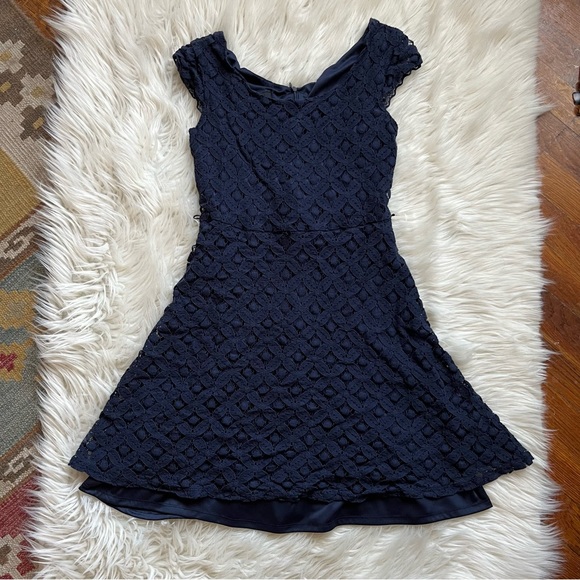AB Studio dark blue lace cocktail dress - Picture 1 of 7